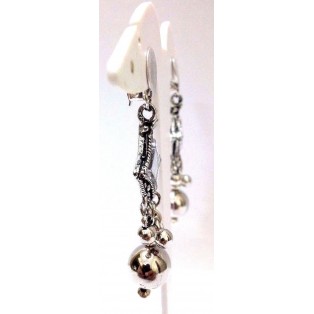 Silver Oxidized Earring Jhumka Jhumki Chandelier Dangle Drop Long - Fold Over 2
